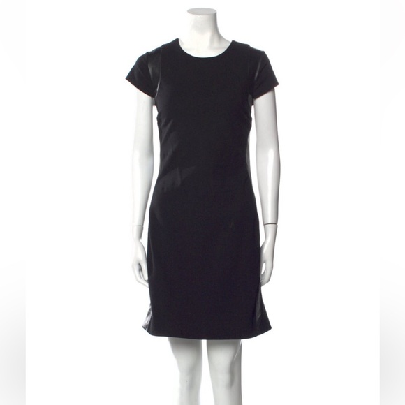 Leather DVF Diane von Furstenberg 10 Black Sheath knit Dress - Picture 1 of 8